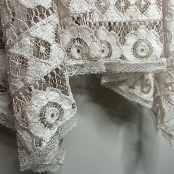 Free People Lace Just Like Honey Ivory Nude Boho Bridal Shower Dress Size 6 - Picture 12 of 15